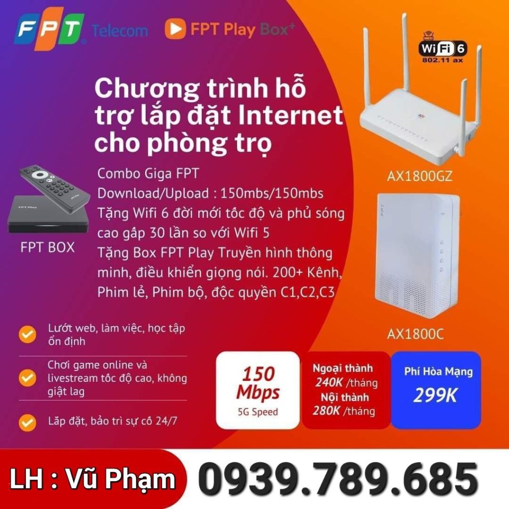 Lắp đặt Internet giá rẻ cho phòng trọ.